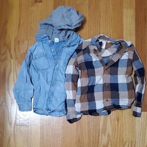 Blue Denim and Plaid Button-Up Shirts